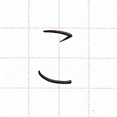 ひらがなのお手本「こ」